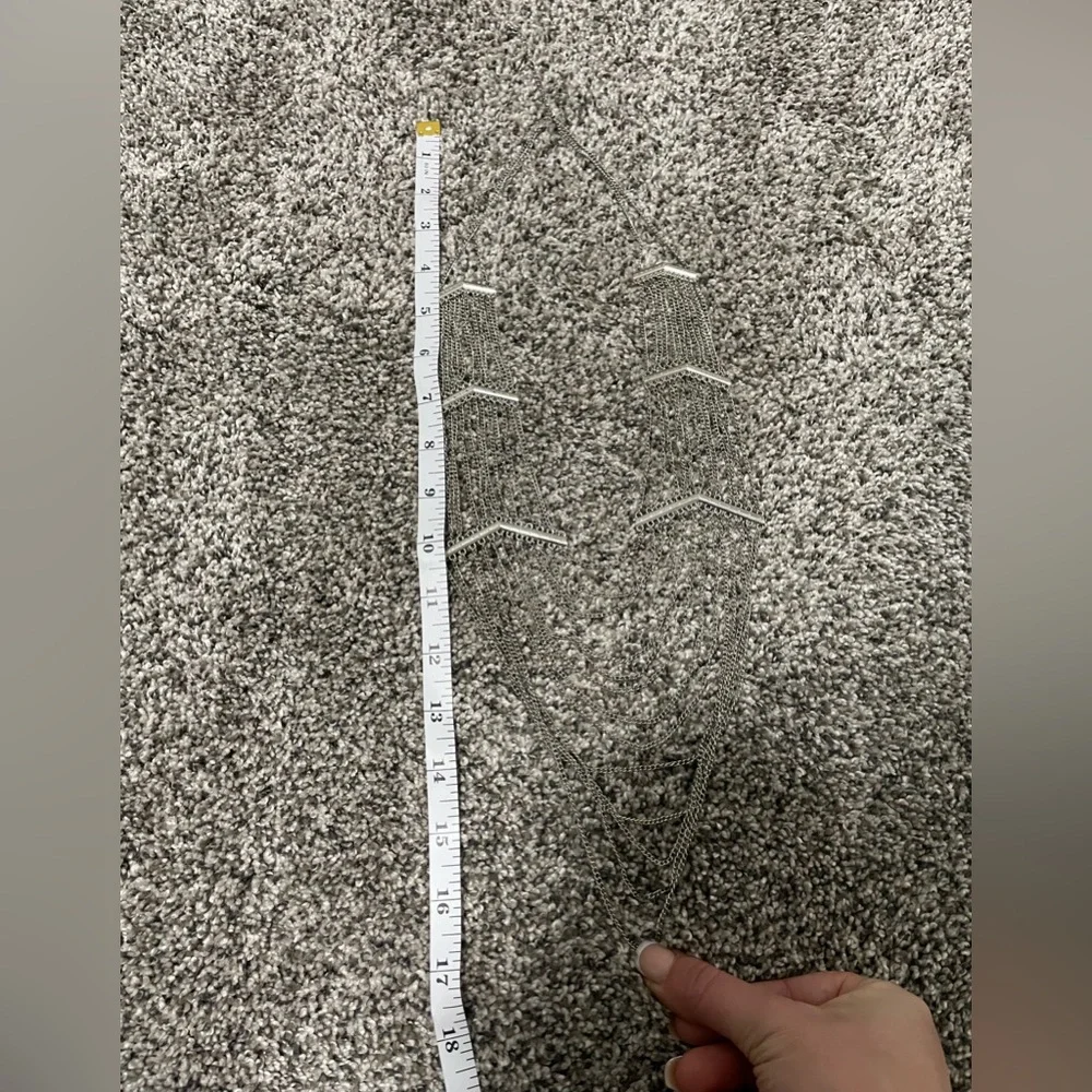 Women’s Long Silver Dangly Necklace - Picture 5 of 6